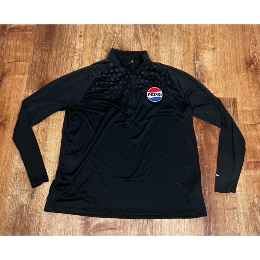 Pepsi Women's Pullover Sz XL 1/4 Zip Black Long Sleeve Bubble Logos pep+